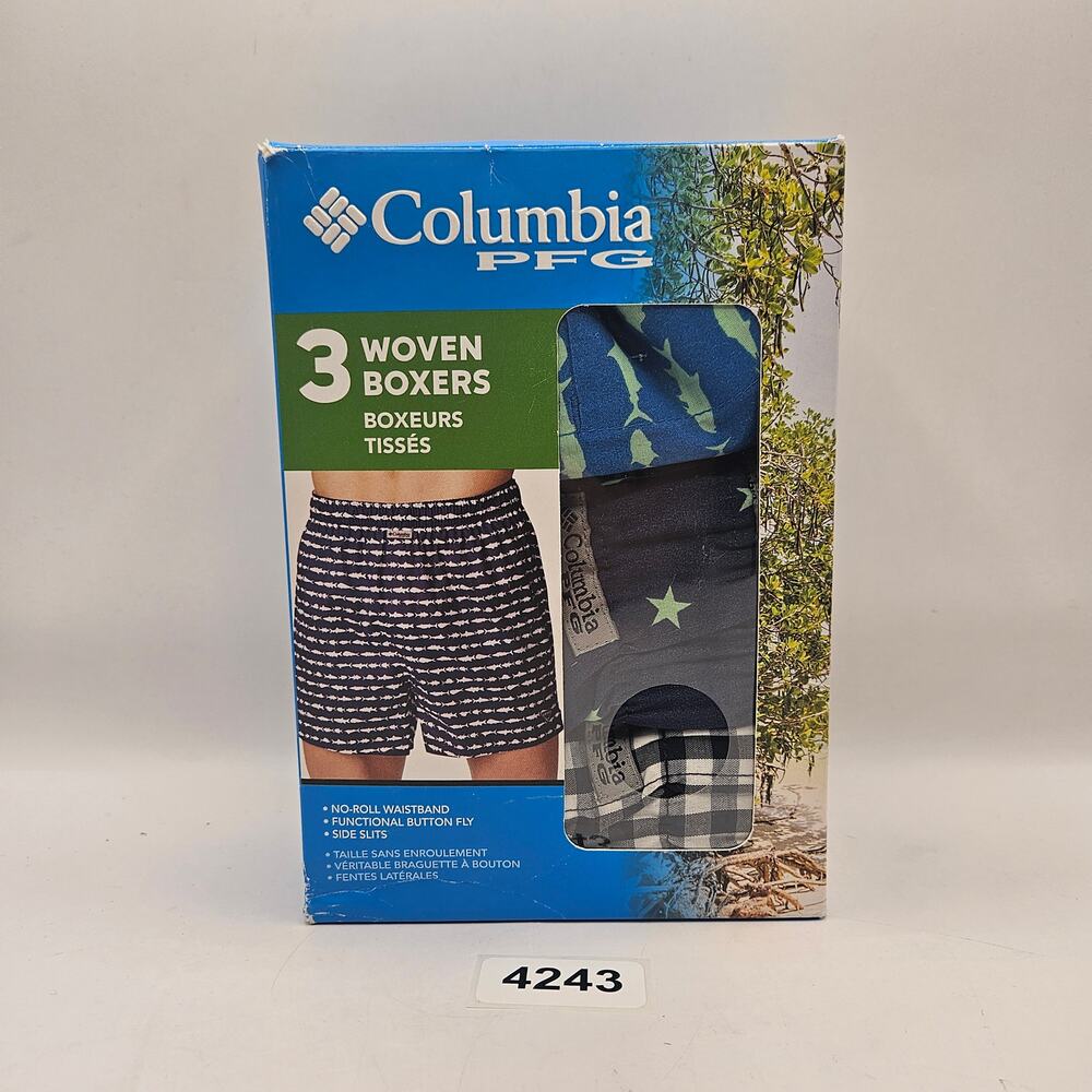 COLUMBIA MEN'S 3XL 3 PAIR PACK BOXER PLAID BEACH NAVY STAR